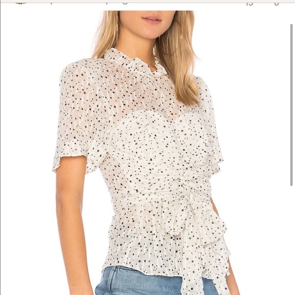 Rebecca Taylor Silk Blend Star Top In Snow Combo In A Size 12